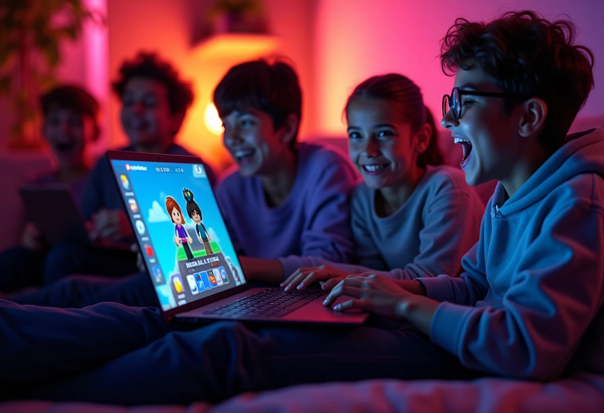 Friends playing Roblox together